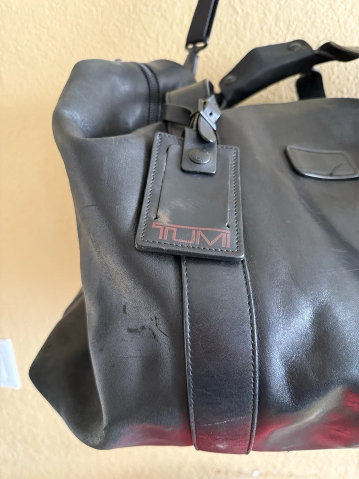 Tumi  Alpha Soft Leather Extra Large Black Duffel Bag Weekender - Image 4 of 4