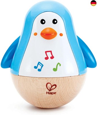 Hape Stehauf-Pinguin, Stehaufmännchen aus Holz, blau, Babyspielzeug ab 6 