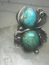 Navajo ring long turquoise size 5 sterling silver women girls