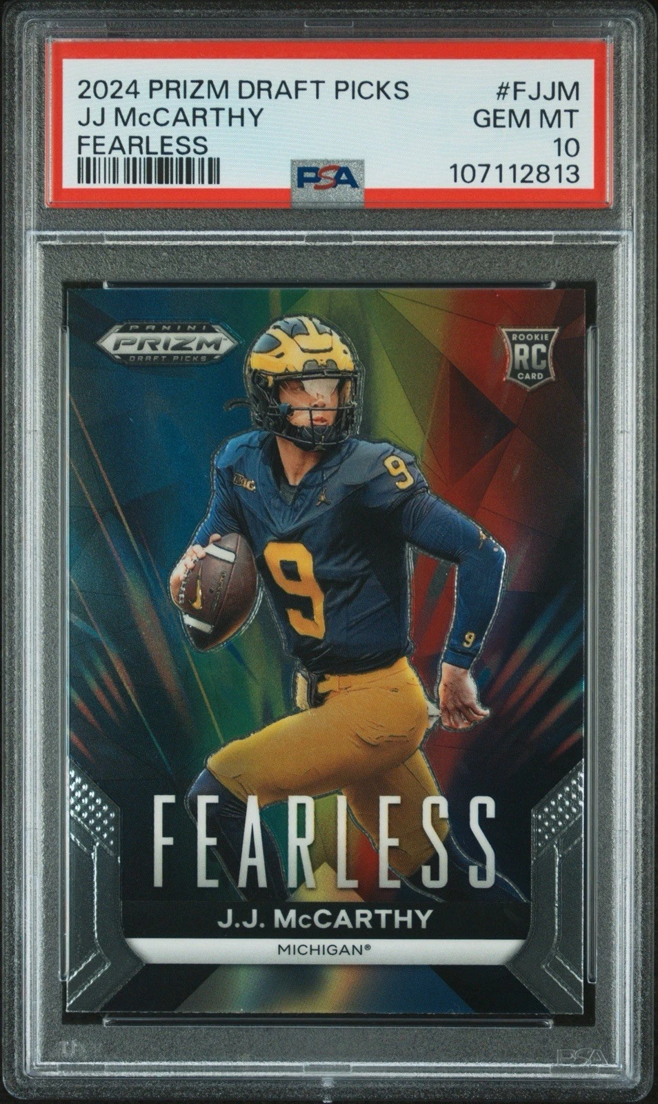 JJ McCarthy Panini Prizm Draft Picks Fearless #FJJM Base
