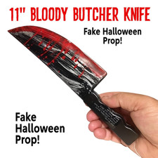 11  BLOODY BUTCHER KNIFE Fake Halloween Weapon Prop Plastic Costume Horror Blade