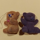 2pc Flocked Mini Teddy Bear Figurines vintage Hong Kong ornament VG+ — photo 2