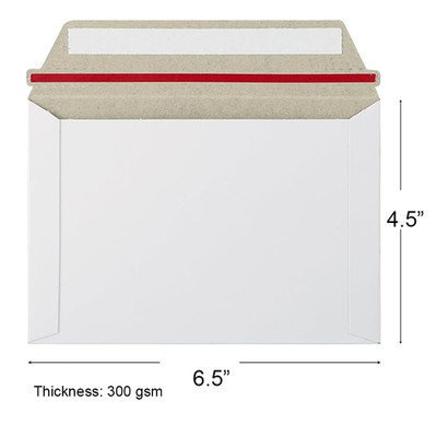 4.5'' x 6.5'' White Rigid Mailer, 300gsm, Photo Mailer, Cardboard Envelope,