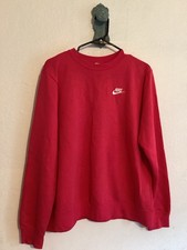 Nike Pink Logo Embroidered Crew Neck Pullover Sweatshirt Women's Size L