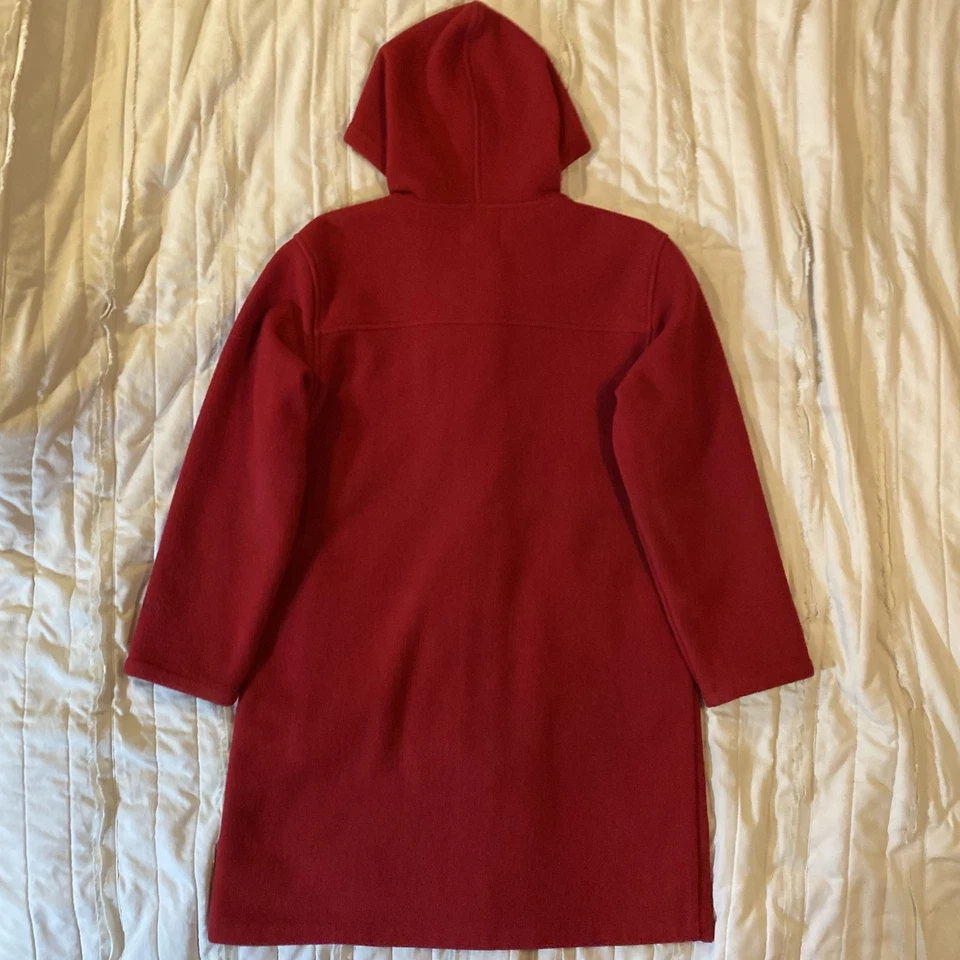 Abrigo Woolrich para mujer mediano rojo rubí con capucha mezcla de lana chaqueta de lona con palanca Foto 3 de 4