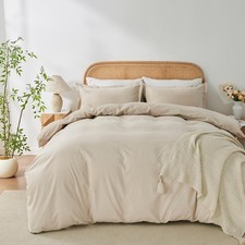 100 Washed Cotton Duvet Cover King Size Soft Breathable Durable Bedding with