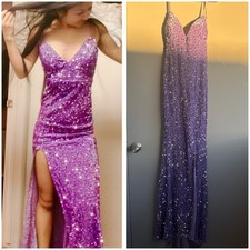 Elegant Purple Sequin Evening Gown
