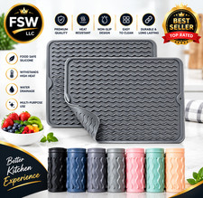 2 Pack Silicone Dish Drying Mat Heat Resistant Kitchen Counter Mat