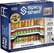 Spicy Shelf Premium Expandable 2-Tier Spice Rack Organizer USO2.0 - White