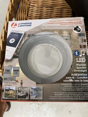 Box of 6 Lithonia Lighting  LED 6'' Recessed Speaker Downlight Bluetooth 4000k
