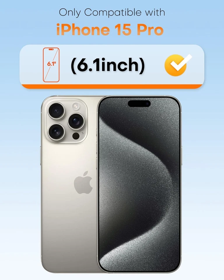TOCOL 2+1 Pack for iPhone 15 Pro Screen 15 Pro, Black-Camera Lens  - Image 2 of 4