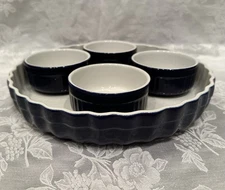 Roshco Dark Blue 10” Quiche Dish & Four 4oz Ramekins