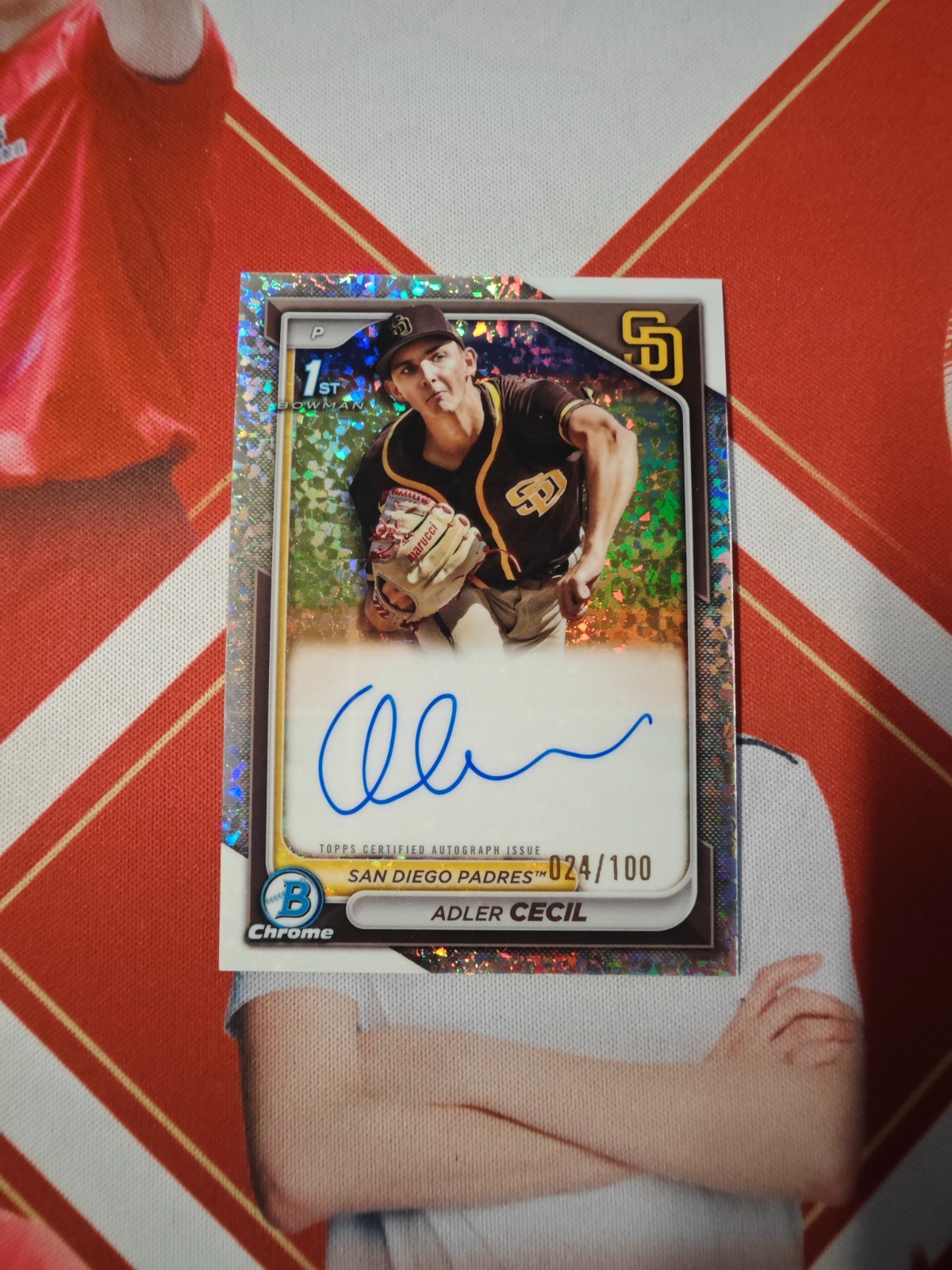 2024 Bowman Chrome Mini-Diamond Autograph 1st Rookie Adler Cecil /100