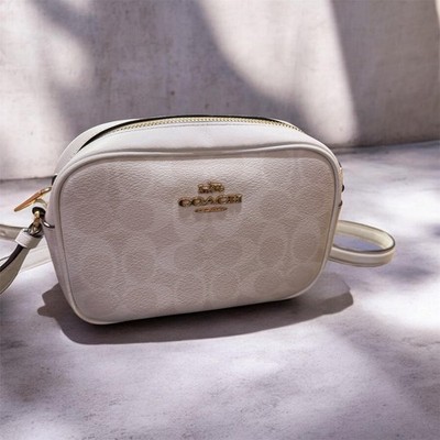 Coach Jamie white signature canvas camera mini crossbody bag CY752 READ