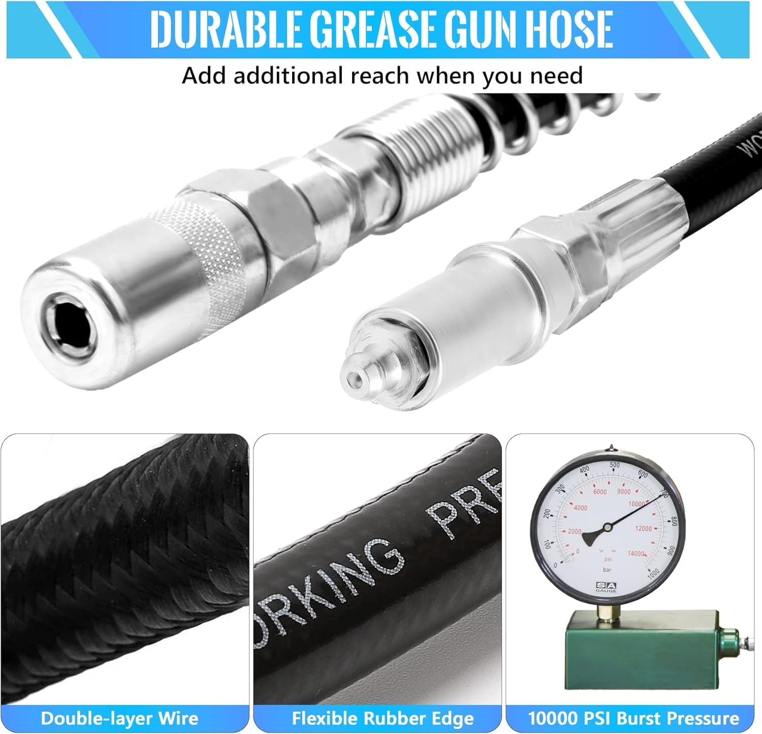 9 PCS Grease Gun Couplers, Quick Connect Greasing Accessory Kit with Grease G...