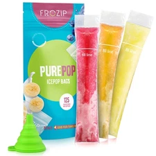 Frozip 125 Disposable Popsicle Mold Bags - BPA Free Freezer Tubes with Zip Seal