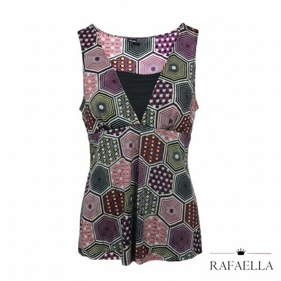 Rafaella women's sleeveless top geometric hexagon pattern NWT Large