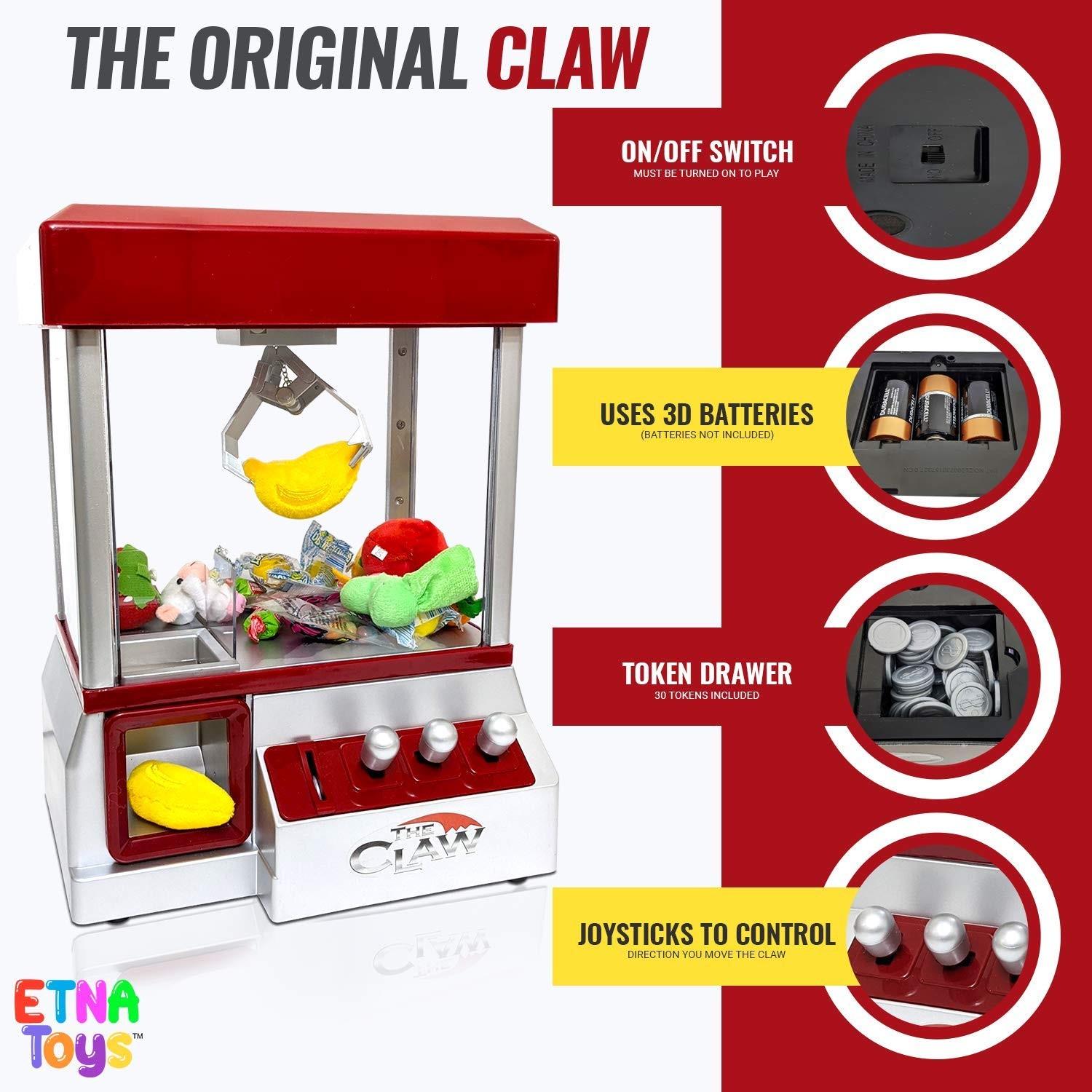 Roar Machine Game Etna Electronic Arcade Claw Machine Mini Candy Prize Dispenser Game ...