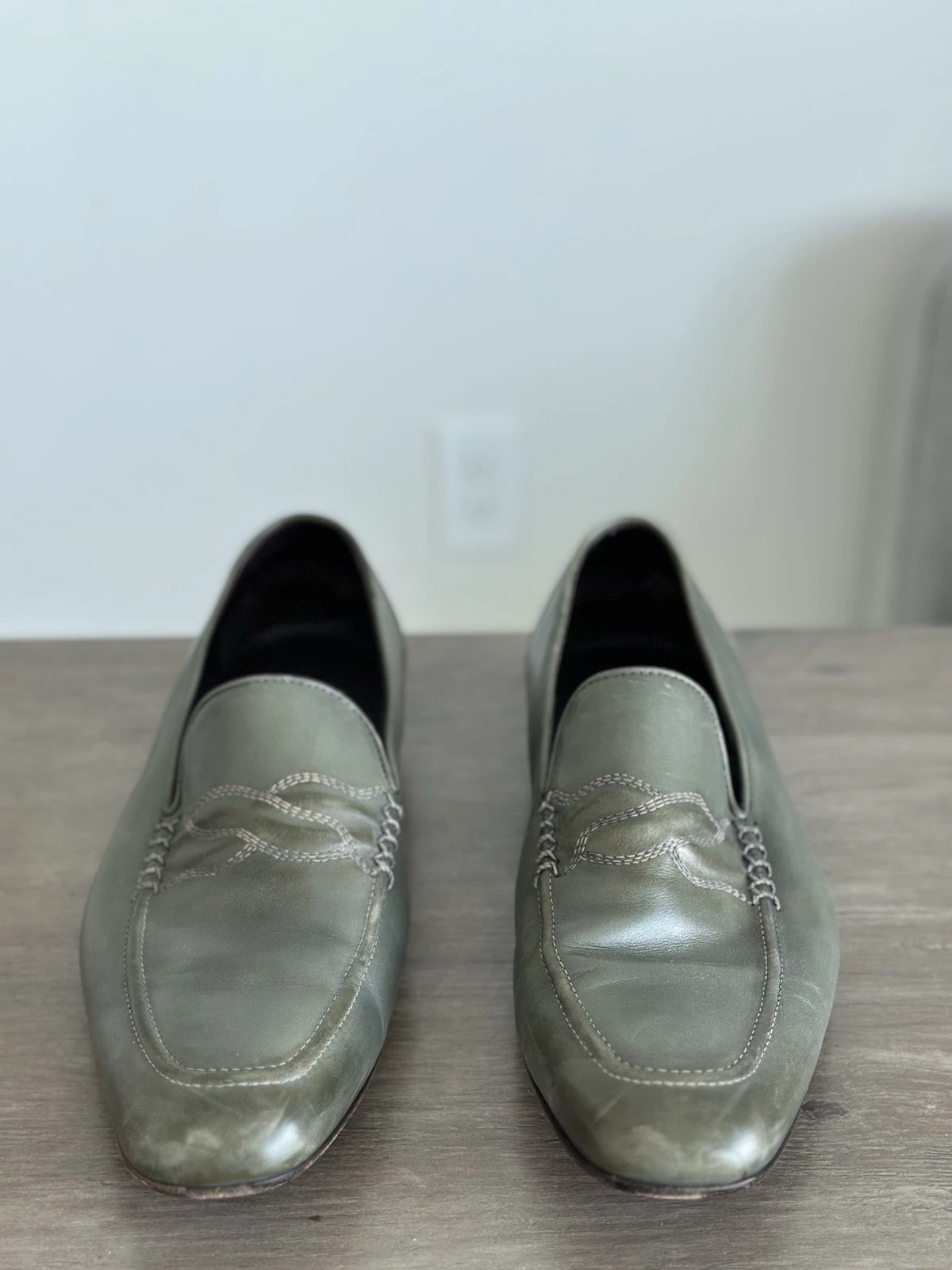 Mocassino Bottega Veneta Astaire pelle verde scuro EU 43 5 u senza scatola