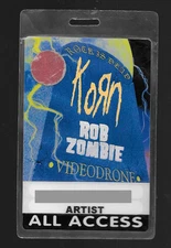 KORN ROB ZOMBIE RARE 1999 Rock Is Dead ARTIST OWNED LAMINATED BACKSTAGE PASS