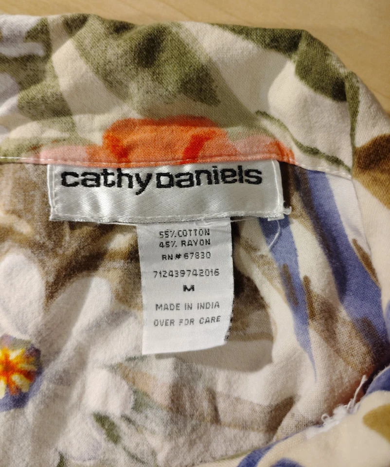 Camisa Hawaiana Floral Cathy Daniels Para Mujer Talla M Tropical Senderismo Playa Crucero Foto 3 de 4