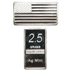 VERY RARE Ag Mint 2.5 Grams .999 Fine Silver "American Flag" Bullion Bar