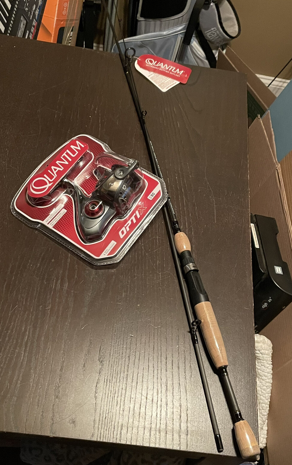 NEW! Quantum Optix Spinning Fishing Reel & Rod Lot, Size 80