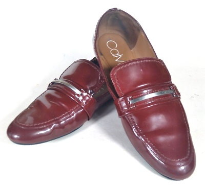 CALVIN KLEIN Women's Orianna Leather Flats Shoes Burgundy Size 11 | eBay