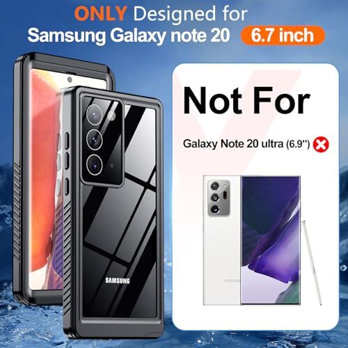 Hualele for Samsung Galaxy Note 20 Case Waterproof, Built in Lens & Screen - Picture 8 of 8