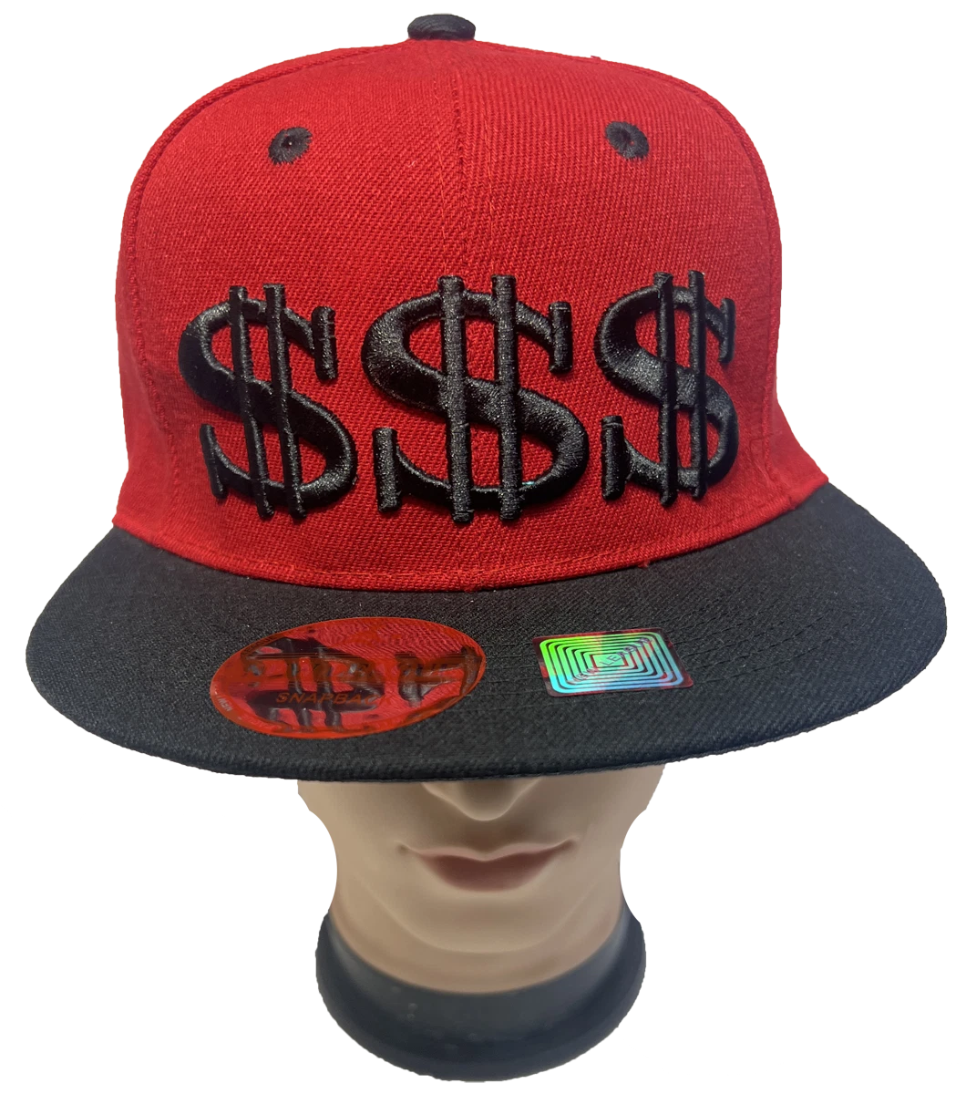 DOLLAR SIGN Snapback Flat Brim Cap Adjustable Baseball Hat LOT