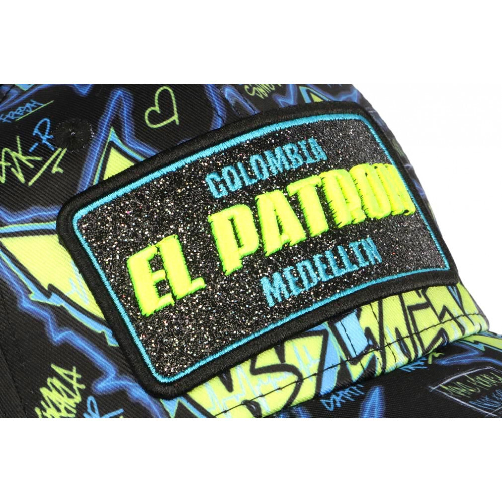 Casquette El Patron Streetwear Fluo Jaune Et Bleue Avec Strass - Taille Unique Unisexe
