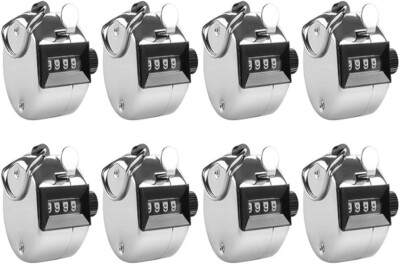 8 x 4 Digital Silber Hand Metall Neu Tally Zähler Hand Klick Clicker Zählen