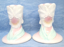 Vintage Otagiri Iris Floral Candlesticks 1980s Figi Made Japan Candle Sticks