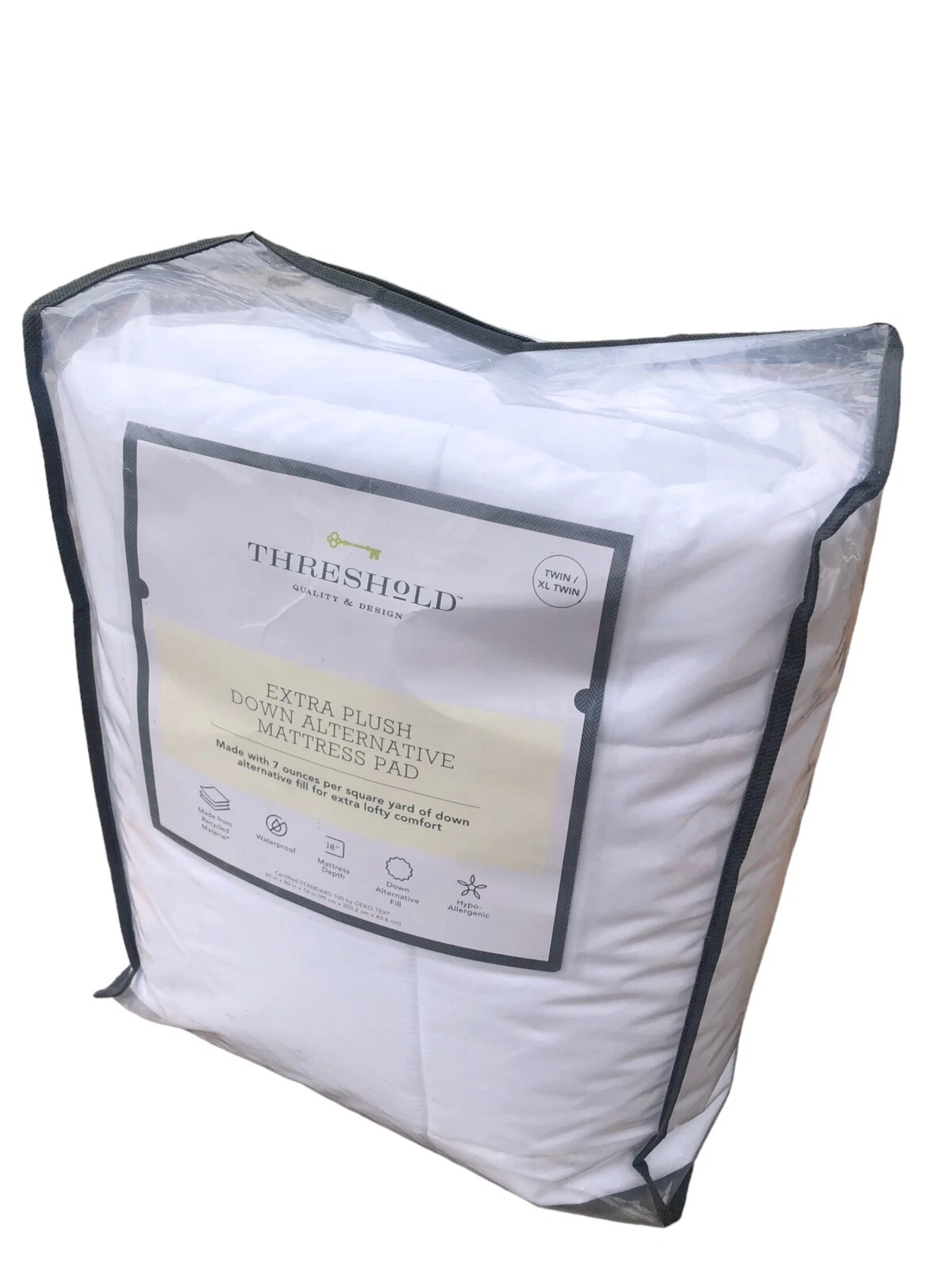 Twin/XL Mattress Pad - Threshold White Extra Plush Waterproof Down Alternative