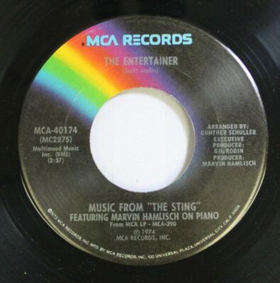 Pop 45 Music From ''The Sting'' - The Entertainer / Solace On Mca Records-VG