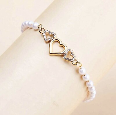 1pc Korean Style Fashionable New Metal Love Pearl Bracelet Exquisite Simple 