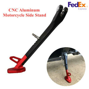 Red Motorcycle Side Stand Leg Kickstand Supporter CNC Aluminum Alloy Adjustable 