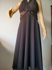 CONNECTED APPAREL Evening Dress-Sheath: Black Solid Dress.-10 Length about 43".
