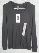 Active Life Women's Top Small Activewear NEW NWT Crew Neck Criss Cross Hem Black