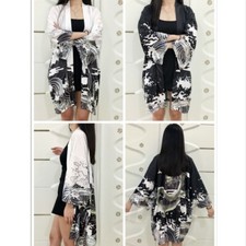 Women Japanese Kimono Coat Loose Yukata Outwear Long Bathrobe Tops Dragon
