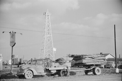 8'' x 10''  Truck stuck in the mud of oil field, Marion County, Illinois