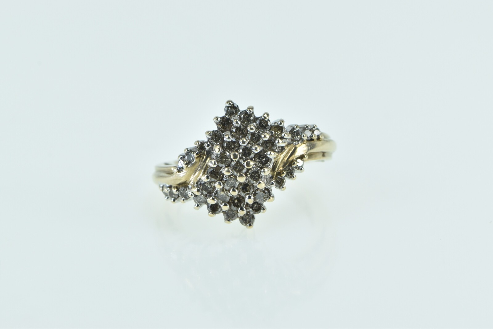 10K Diamond Freeform Cluster Statement Ring Yello… - image 1
