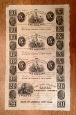 ~1830’s Canal & Banking Co. New Orleans, LA - Bank of America Uncut Sheet