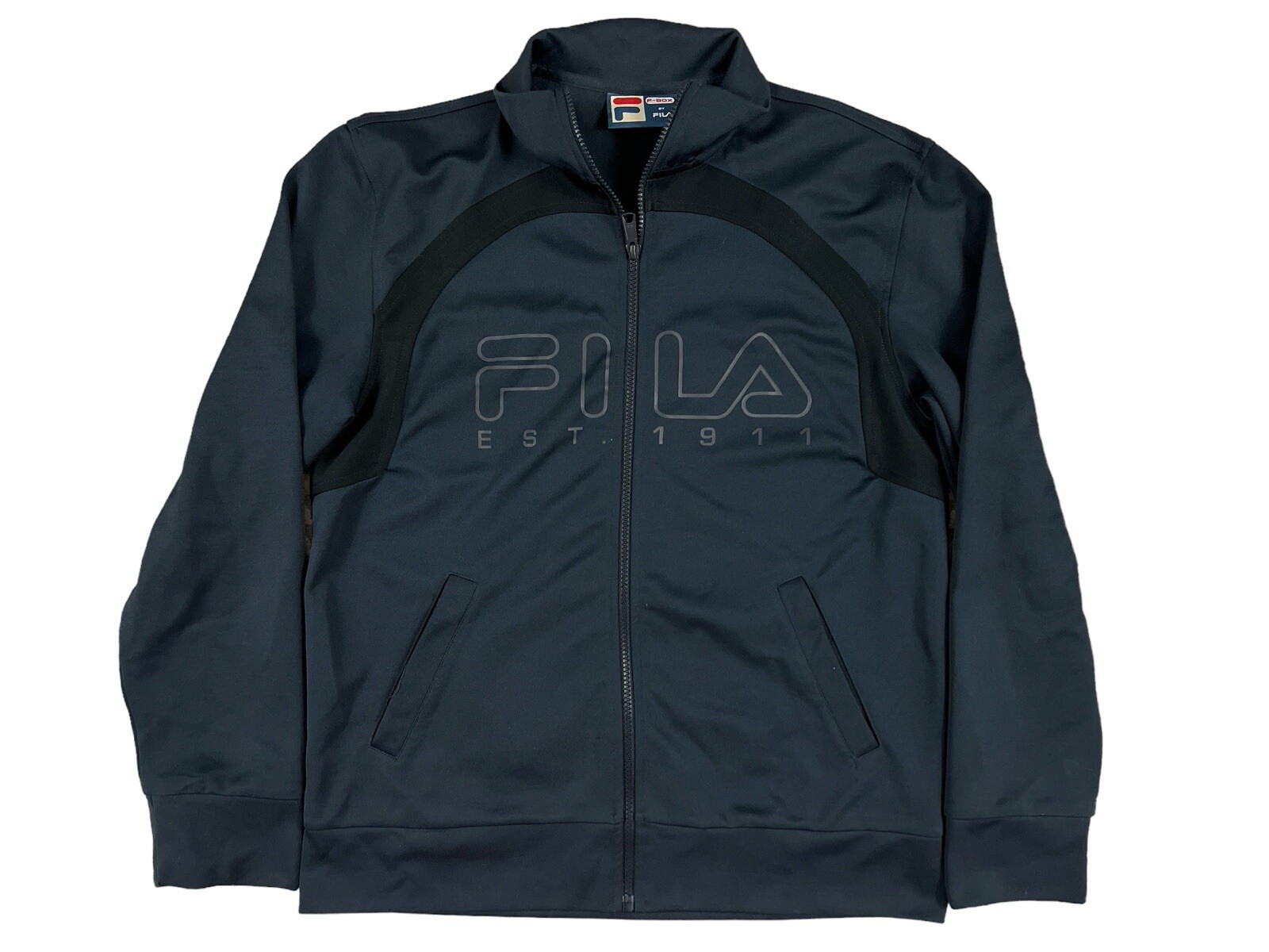 Giacca da pista vintage F Box By Fila da uomo blu navy con cerniera manica lunga taglia M