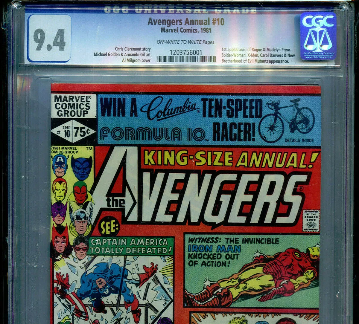 Avengers King Size Annual #10 CGC 9.4 1981 Marvel Comic 1st Rogue & Pryor K16
