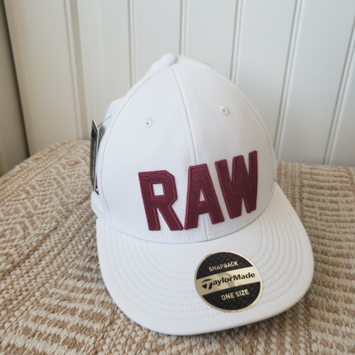 NWT Taylor Made Raw Cap White Snapback 