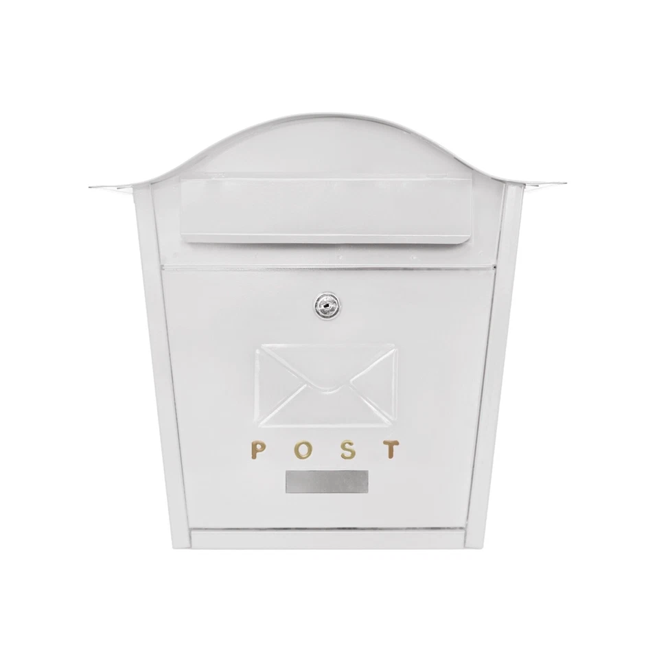 Post Box Wall Mounted White Large Letter Mailbox Outdoor Letterbox with Lock Key - Image 2 of 4