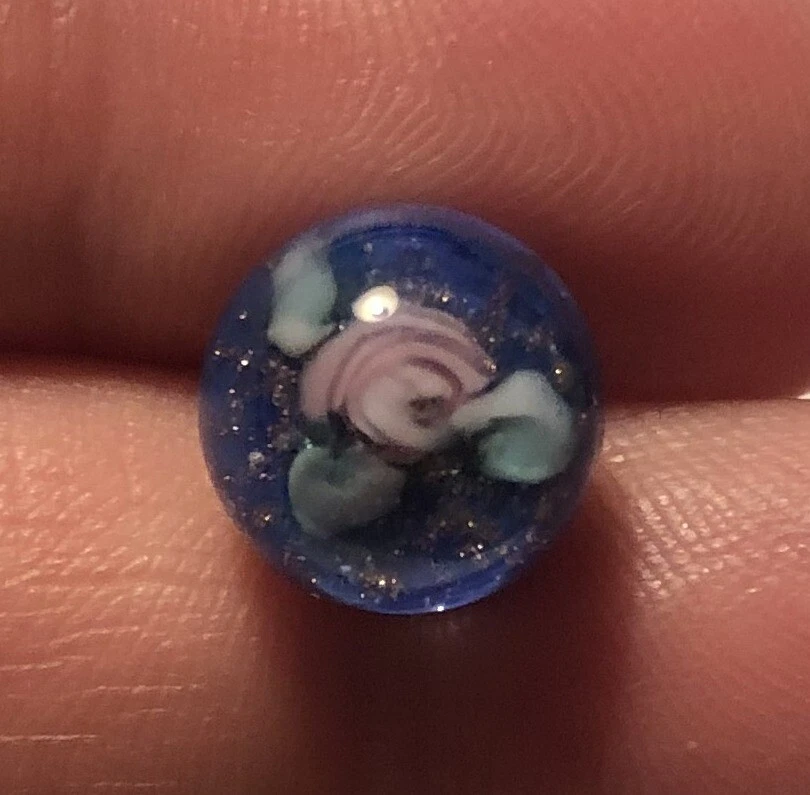 ONE Czech Glass Ball Button Paperweight Cobolt Blue Just Over 3/8" 10mm 9626 - Image 2 of 4