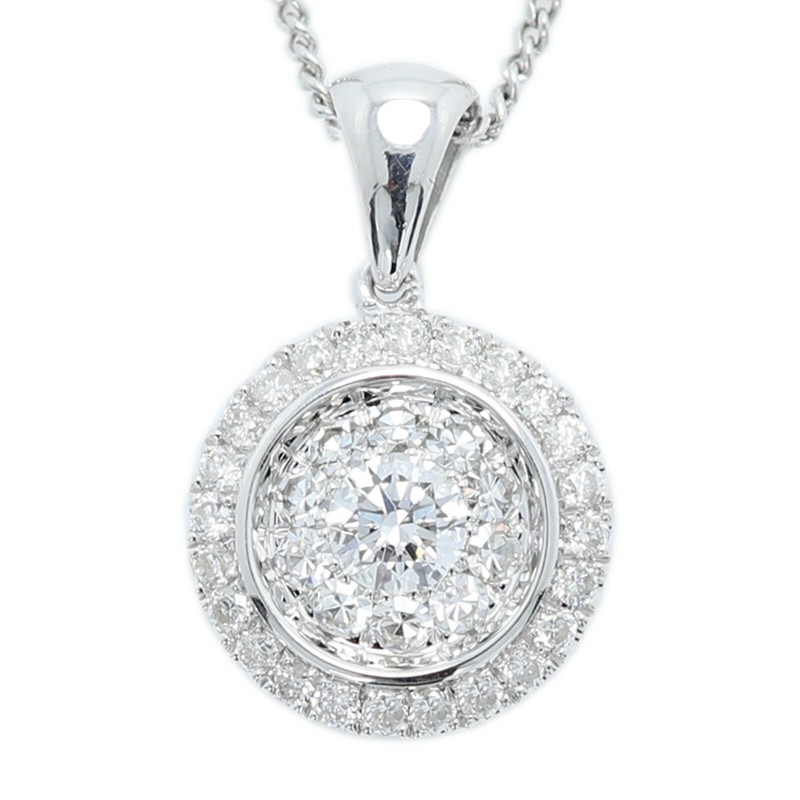 Natural Diamond Pendant solid 18K White Gold Natural Diamonds cluster
