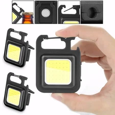 2 Pack Mini LED Flashlight COB Work Lamp Torch USB Rechargeable Keychain Light